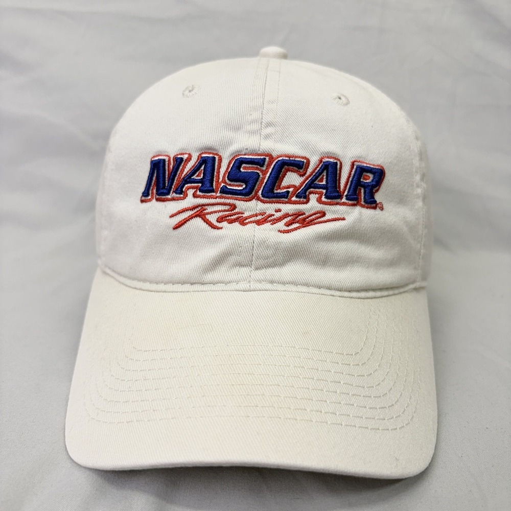 NASCAR Racing Hat Baseball Cap Unisex OSFM White Embroidered Logo Strapback